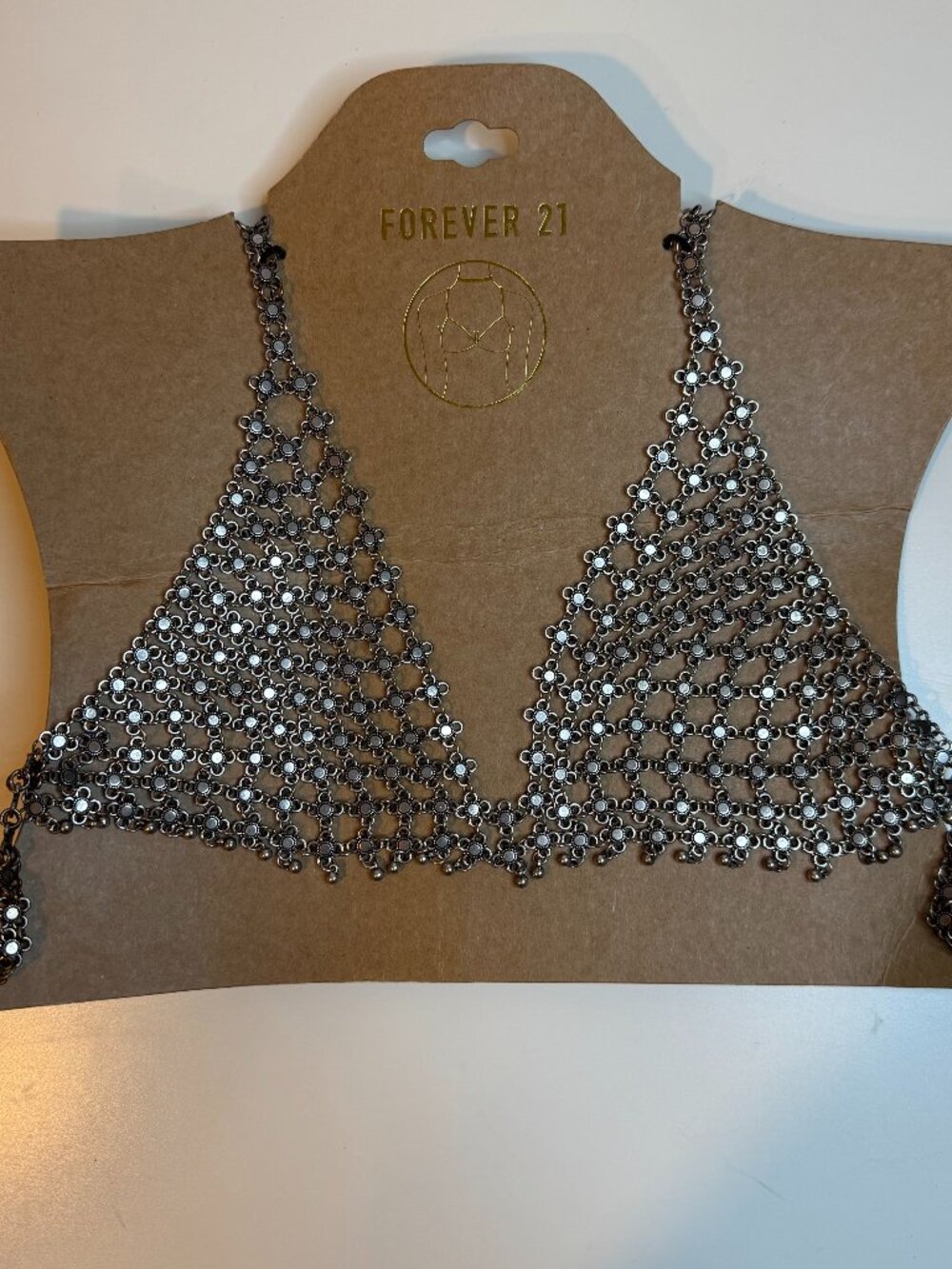 Forever 21 Silver Chainmail Triangle Bralette Top – NWT